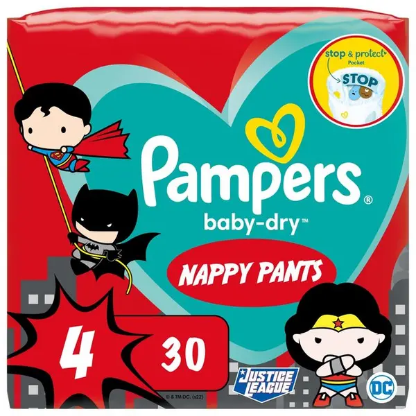 Pampers Baby Dry Superhero Nappy Pants Size 4 30 Nappies
