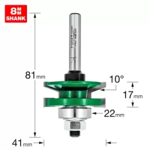Trend CRAFTPRO Bearing Guided Combination Raised Bevel Router Cutter 41mm 17mm 8mm