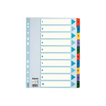 Mylar 1-10 Part Dividers A4 - Multi-coloured - Outer Carton of 10