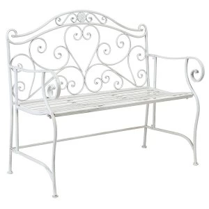 Charles Bentley Heart-shaped 2-Seater Metal Bench - Distressed White