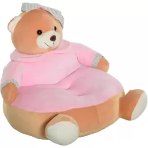 Homcom - Animal Kids Sofa Chair Cute Pajamas Bear Cartoon Multi-functional with Armrest Flannel PP Cotton 60 x 45 x 45cm Pink