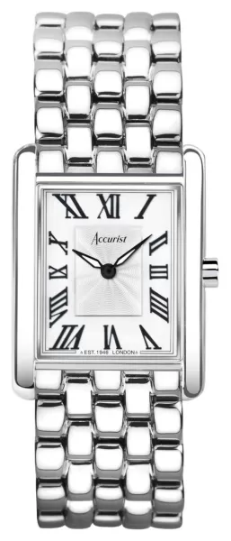 Accurist 71006 Rectangle Womens White Dial Stainless Watch