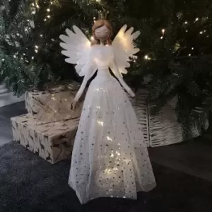 50cm Snowtime Battery Operated LED Lit White Christmas Angel Figure in Warm White