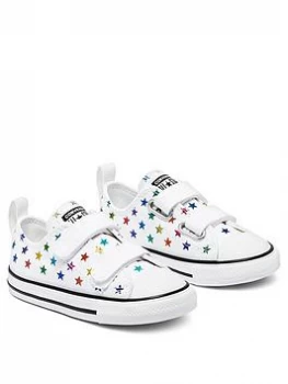 Converse Chuck Taylor All Star 2v Archive Foil Star Print Ox Infants Trainer - White/Black, Size 7