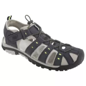 PDQ Mens Toggle & Touch Fastening Synthetic Nubuck Trail Sandals (12 UK) (Navy Blue/Lime)