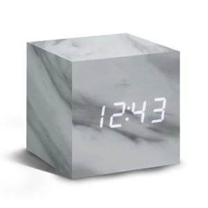 Gingko Click Clock Cube Interactive LED Alarm Clock - Marble