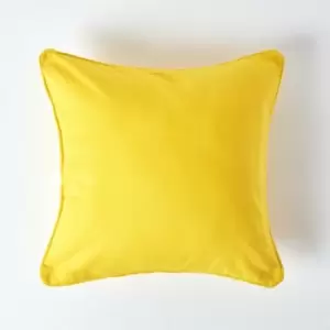 Cotton Plain Yellow Cushion Cover, 45 x 45cm - Yellow - Homescapes