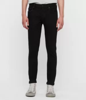 AllSaints Mens Cotton Traditional Rex Slim Jeans, Black, Size: 28