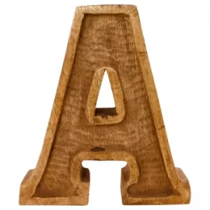 Letter A Hand Carved Wooden Embossed