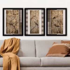 3SC125 Multicolor Decorative Framed Painting (3 Pieces)