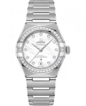 Omega Constellation Manhattan Chronometer 29mm Mother of Pearl Dial Diamond Stainless Steel Womens Watch 131.15.29.20.55.001 131.15.29.20.55.001