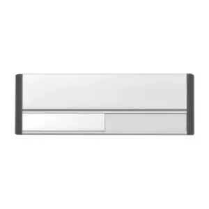 Door Slider System 220mm x 75mm, 45mm Header Panel & 30mm Slider Silver Anodised with Black End Caps & Black Text (Check for Text)