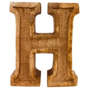 Letter H Hand Carved Wooden Embossed