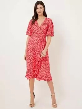 Wallis Animal Print Wrap Dress - Pink, Size 16, Women