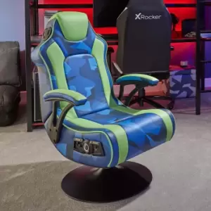 X Rocker Geo Camo 2.1 Stereo Audio Gaming Chair With Vibration - Blue And Green