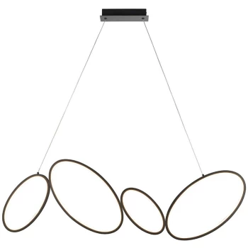 Endon Collection Lighting - Endon Ovals Modern Designer 4 Ring LED Pendant Light Textured Black Finish