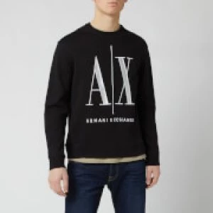 Armani Exchange AX Large Embroidered Logo Sweatshirt Black Size S Men