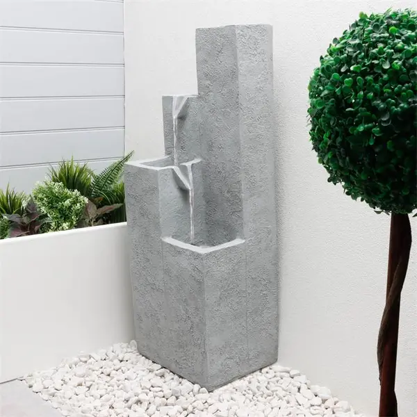 Streetwize Solar Water Feature Cubic Falls - Grey One Size