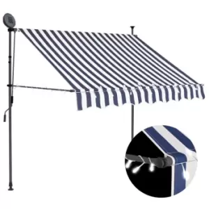 Vidaxl Manual Retractable Awning With LED 150cm Blue And White