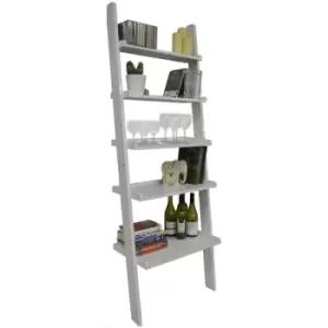 OATES - Ladder 5 Tier Wall Leaning Storage Shelves - Gloss White - Gloss White
