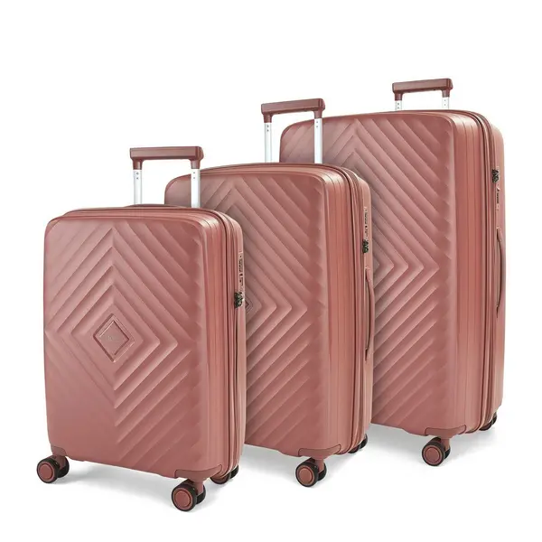 Rock Luggage Infinity Set of 3 Suitcases Pink