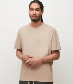 AllSaints Mens Harv Crew T-Shirt, OAT Taupe, Size: M
