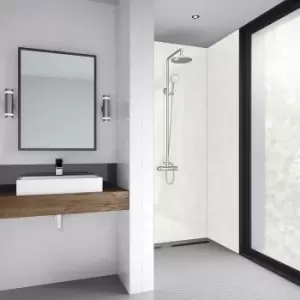 Mermaid Frost Laminate Shower Wall Panel Square Edged 2420mm x 1200mm in White