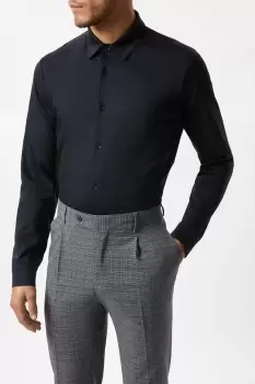 Mens Black Mercerised Cotton Jersey Long Sleeve Shirt