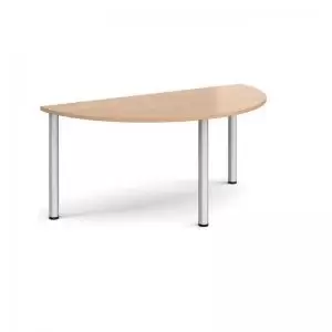 Semi circular silver radial leg meeting table 1600mm x 800mm - beech