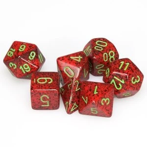 Chessex Speckled Poly 7 Dice Set: Strawberry