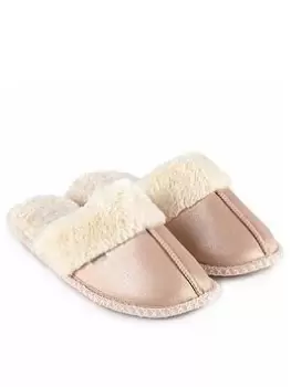 TOTES Suedette Mule Slippers - Stone, Size 5-6, Women