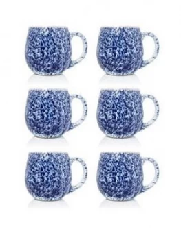 Sabichi Set Of 6 Blue Reactive Stoneware Mugs