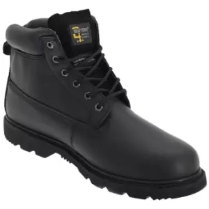 Grafters Mens 6 Eye Padded Leather Work Boots (12 UK) (Black)