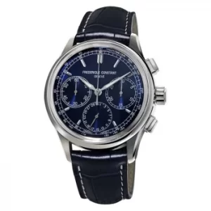 Frederique Constant Flyback Mens Blue Leather Strap Watch