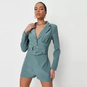 Missguided Playsuit D Ring Belted - Blue