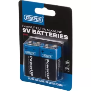 Draper Powerup Ultra Alkaline 9v Batteries Pack of 2