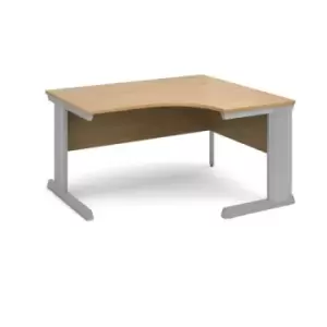 Office Desk Right Hand Corner Desk 1400mm Oak Top With Silver Frame 800mm Depth Vivo