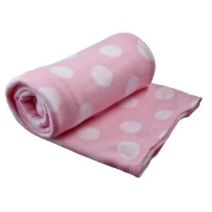 Pink White Spotted Fleece Blanket