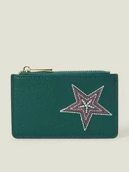 Accessorize Star Embroidered Cardholder, Blue, Women