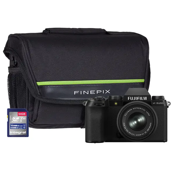 Fujifilm X-S20 Mirrorless Digital Camera - Black (Camera + 15-45mm Lens + 64GB SD Card + Case)