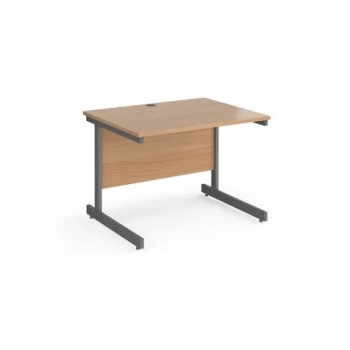 Office Desk 1000mm Rectangular Desk With Cantilever Leg Beech Tops With Graphite Frames Contract 25