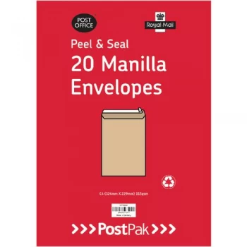 Envelopes C5 Peel and Seal Manilla 115gsm Pack of 200 9730695