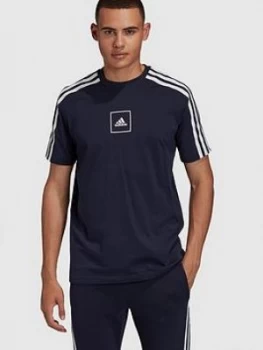 Adidas 3 Stripe Tape T-Shirt - Navy