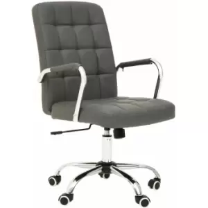 Brent Grey Leather Effect And Chrome Home Office Chair - Premier Housewares