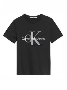 Boys, Calvin Klein Jeans Kids Monogram Logo T-Shirt - Black, Size 10 Years