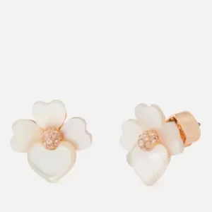 Kate Spade New York Womens Precious Pansy Stud Earrings - Cream Multi/Rose Gold