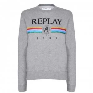 Replay Rainbow Sweatshirt - Grey Marl M02