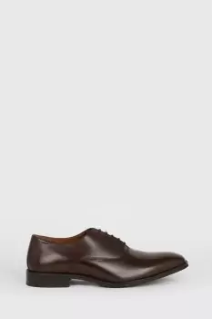 Mens Dark Tan 1904 Leather Plain Oxford Shoes