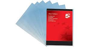 5 Star Folder Plastic Copy-safe 90 Micron A4 Clear Pack 100