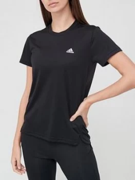 adidas 3 Stripe T-Shirt - Black/White, Size S, Women